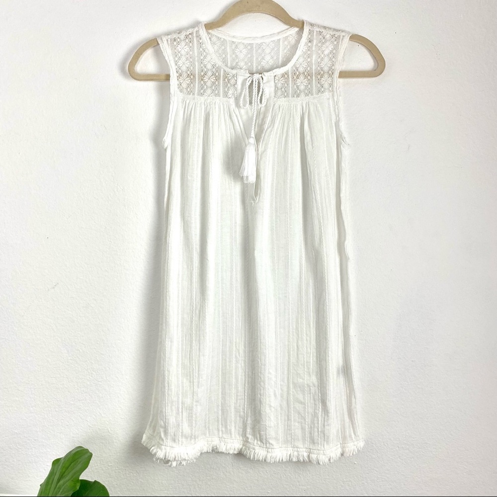 Anthro Boho blouse white cotton embroidery tunic
